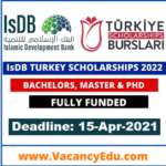 IsDB Turkiye Scholarships 2021